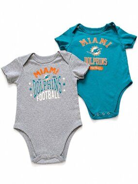 2 - MIAMI DOLPHINS Onesies - 24m - NWOT